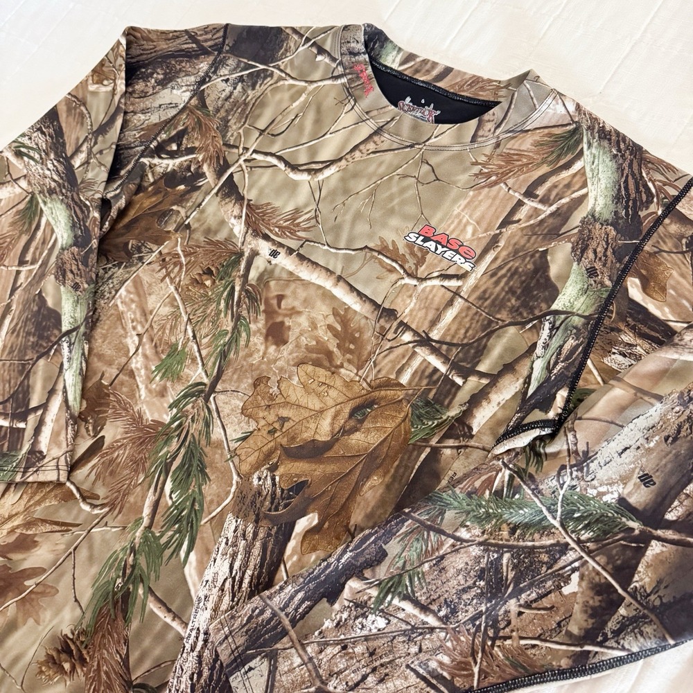 Scent-Lok Scentlok Base Layers Shirt Top Size LARGE Realtree Camo‎ Brown Slayers